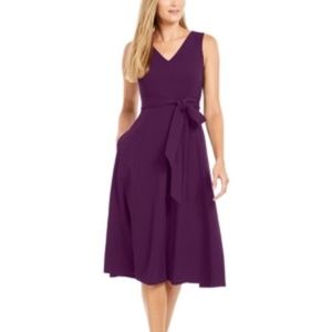 Calvin Klein Purple Belt Tie Dress